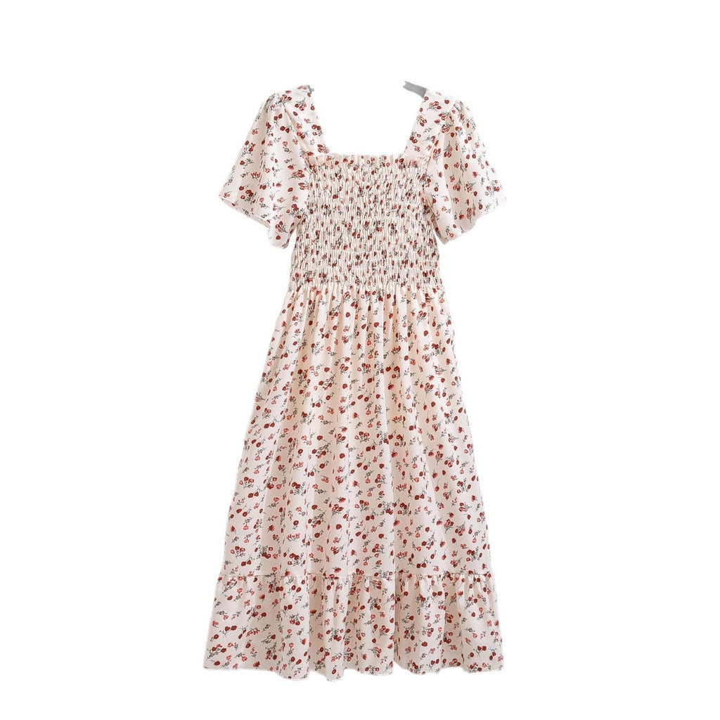 Women's floral print midi dress with elasticated waist and voluminous skirt, size [size]