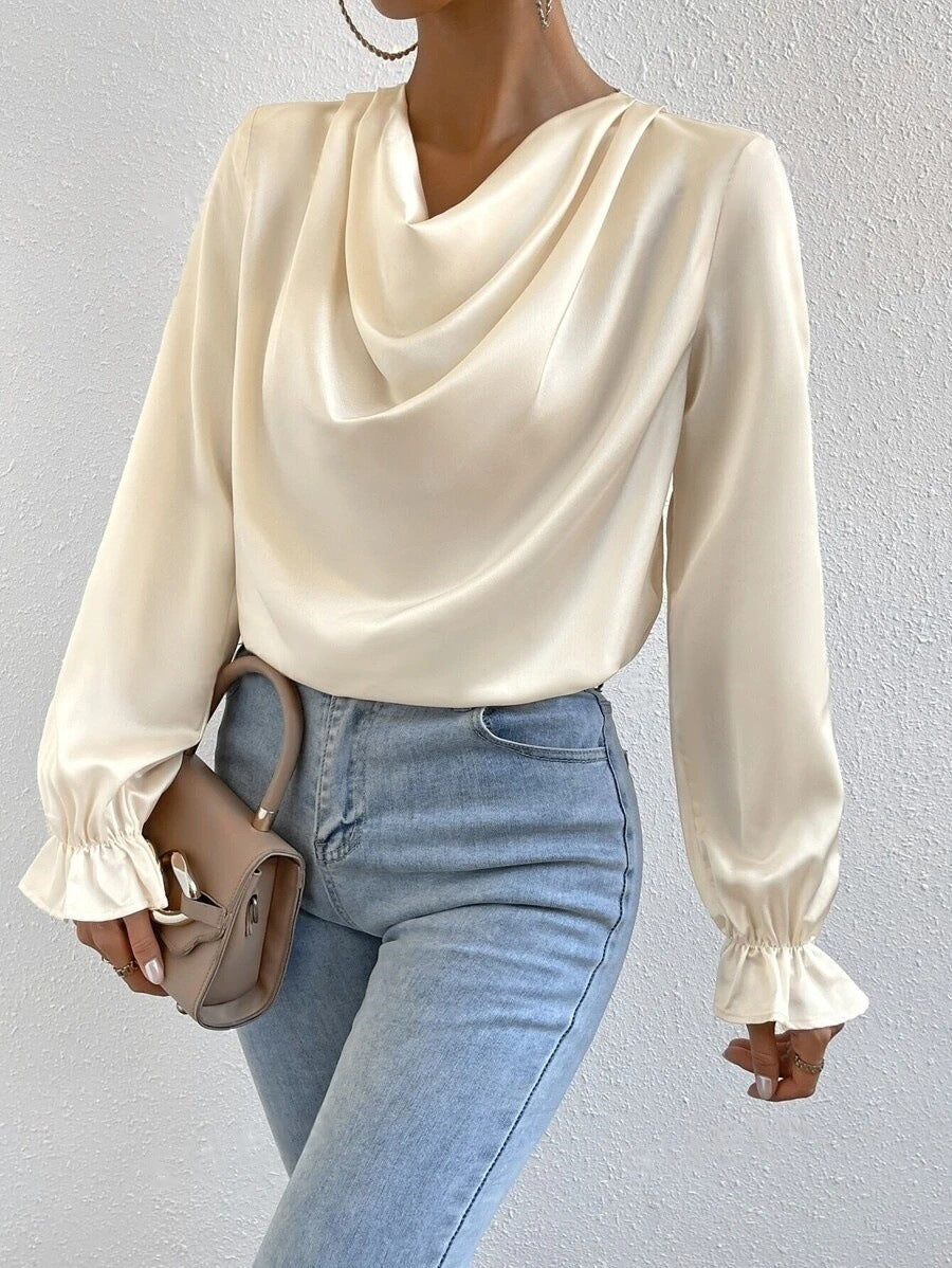 GR | Satin Langarmbluse Top