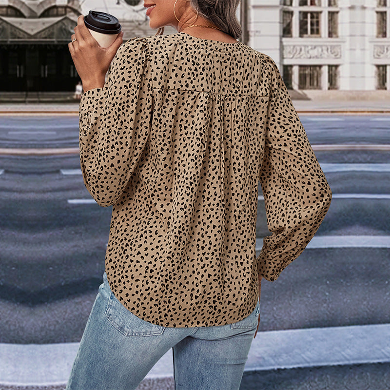 Damen Bluse mit modernen Punkte-Design und eleganten Rüschen GR