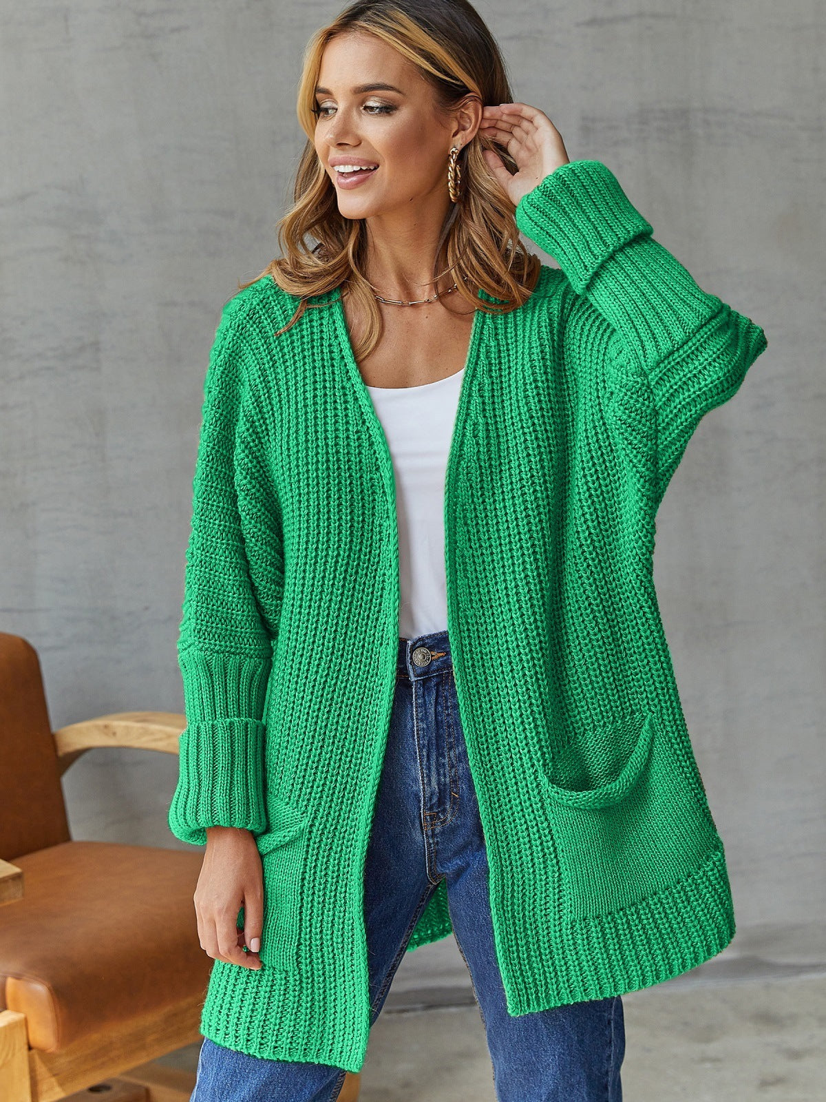 GR | Übergroßer Strickstrickjacke Für Komfortable Styles