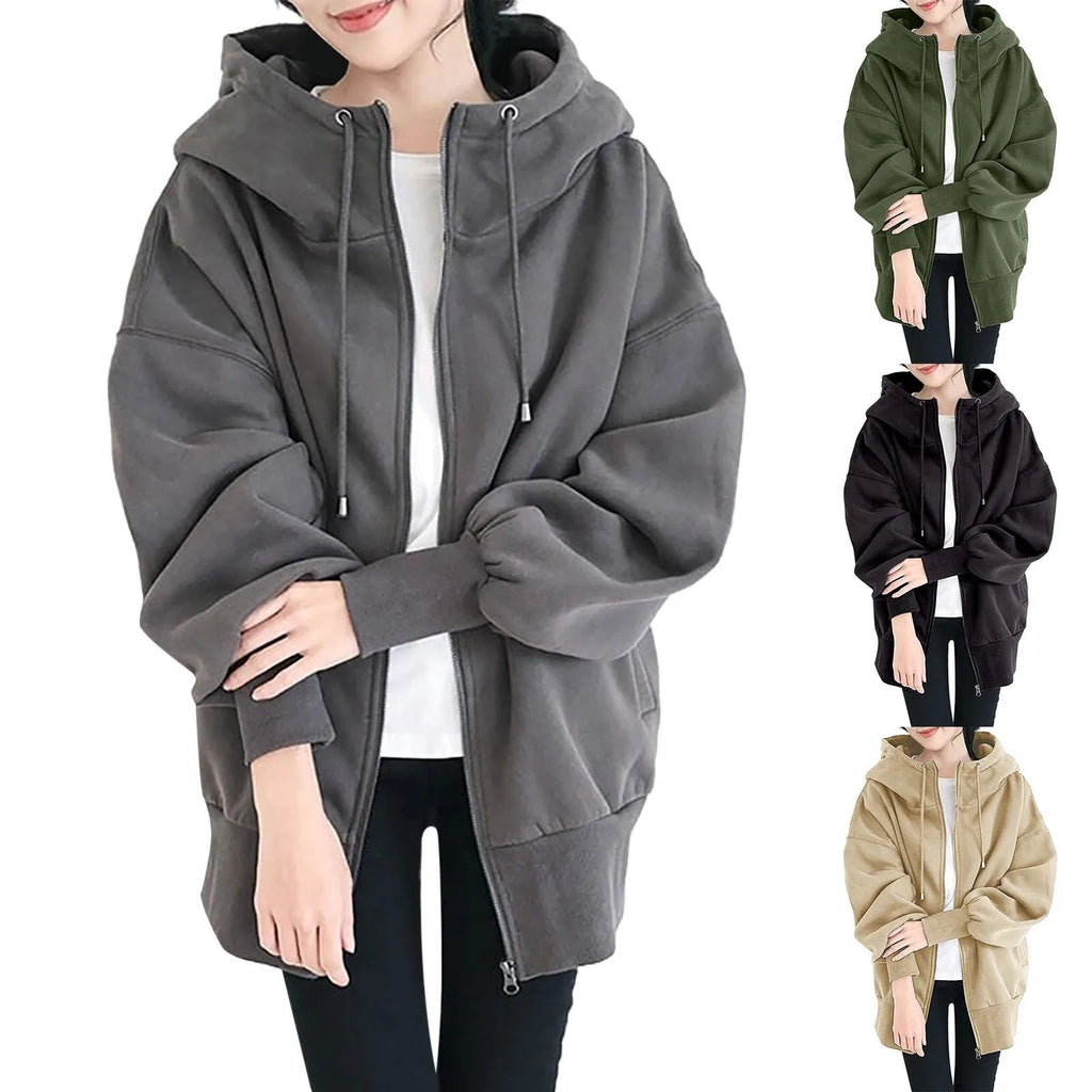 GR | Hooded Long Zip-Up Fleece Hoodies