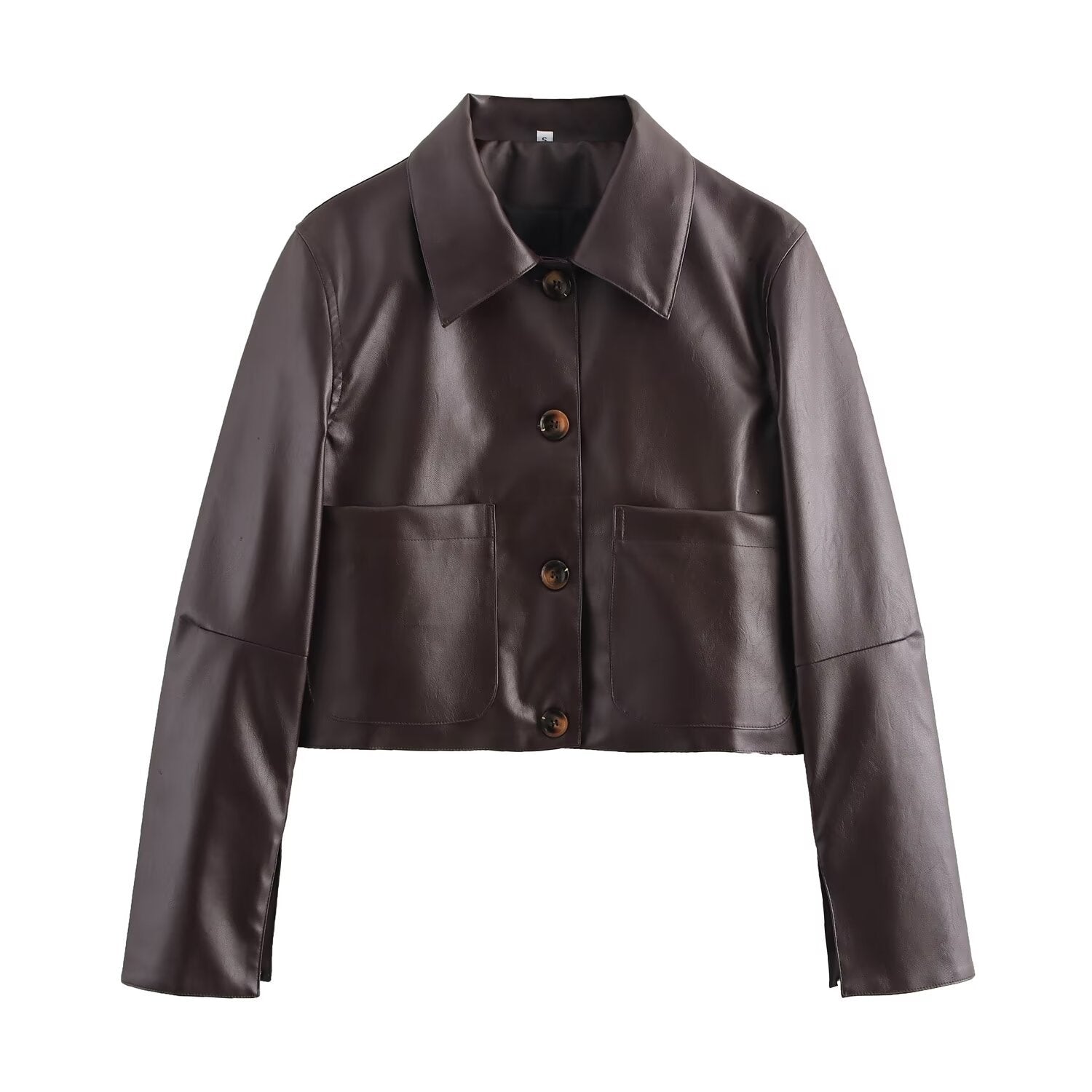 GR | Solid color leather jacket 