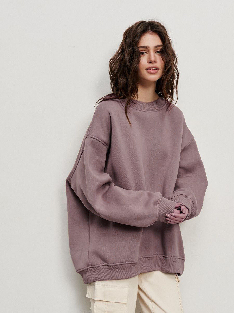 GR | Women's Loose Round Neck Fleece Sweatshirt