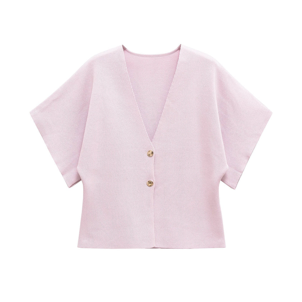 Damen leichte Strickjacke mit elegantem V-Ausschnitt und luxuriösen Knopfdetails GR