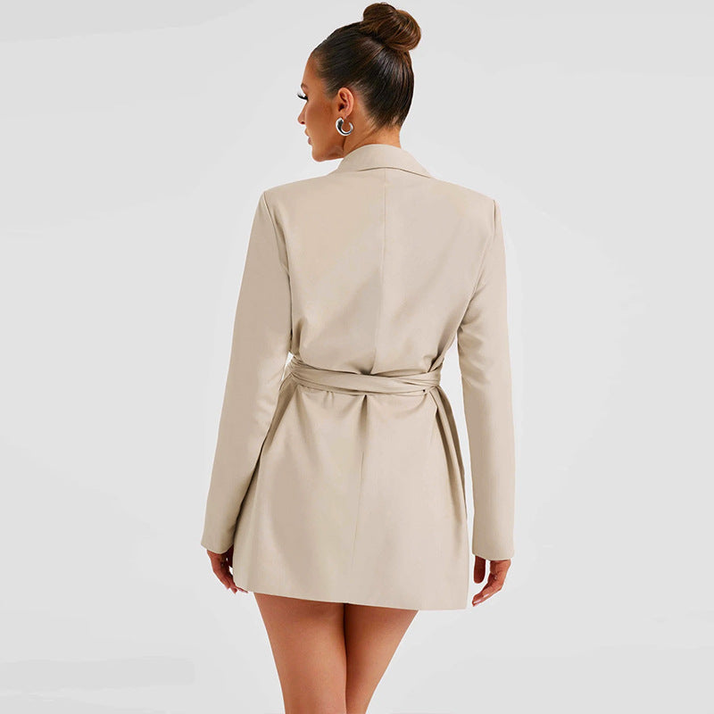 GR | Black blazer dress with V-neck