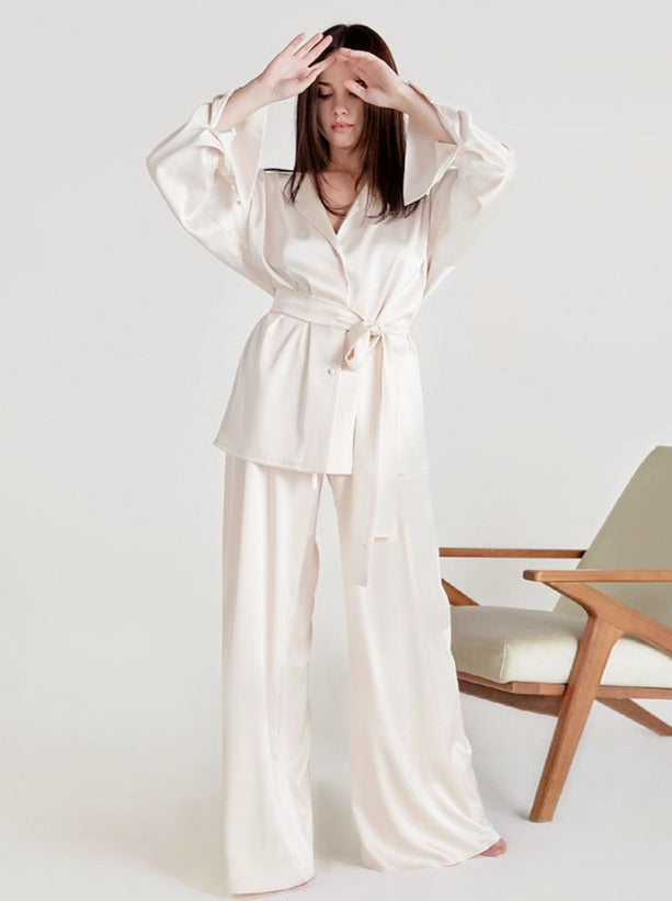 GR | Two-piece French V-neck nightwear Wide-leg trousers