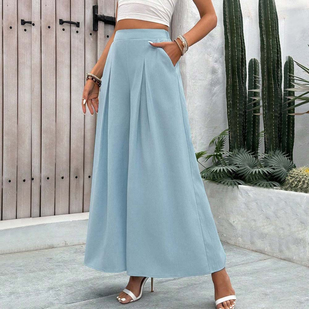 Damen weite Palazzo-Hose mit eleganten Falten und hohem Bund GR