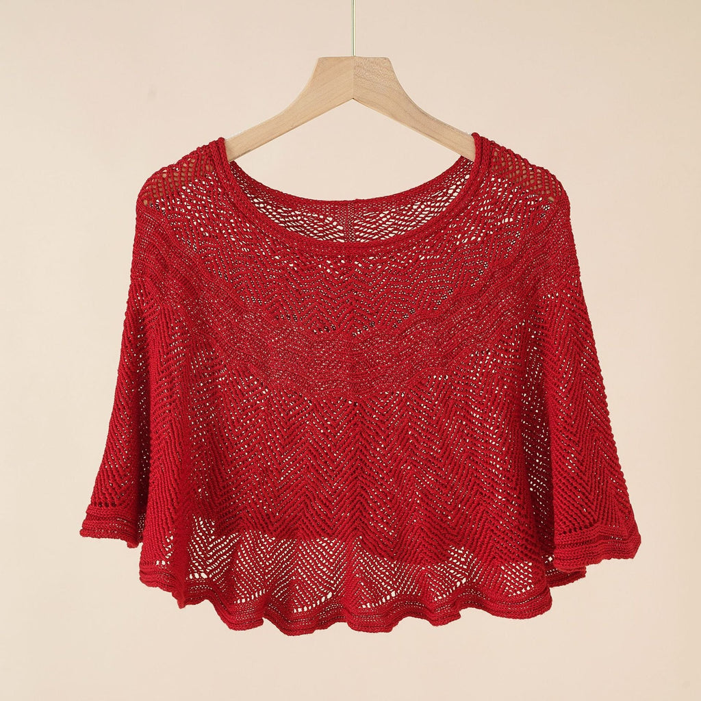 Damen luftiger Strickponcho im modernen Design GR
