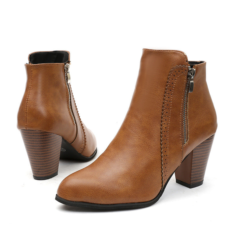 Women's elegant ankle boots with fashionable zipper and high-quality sole, size [size missing]
