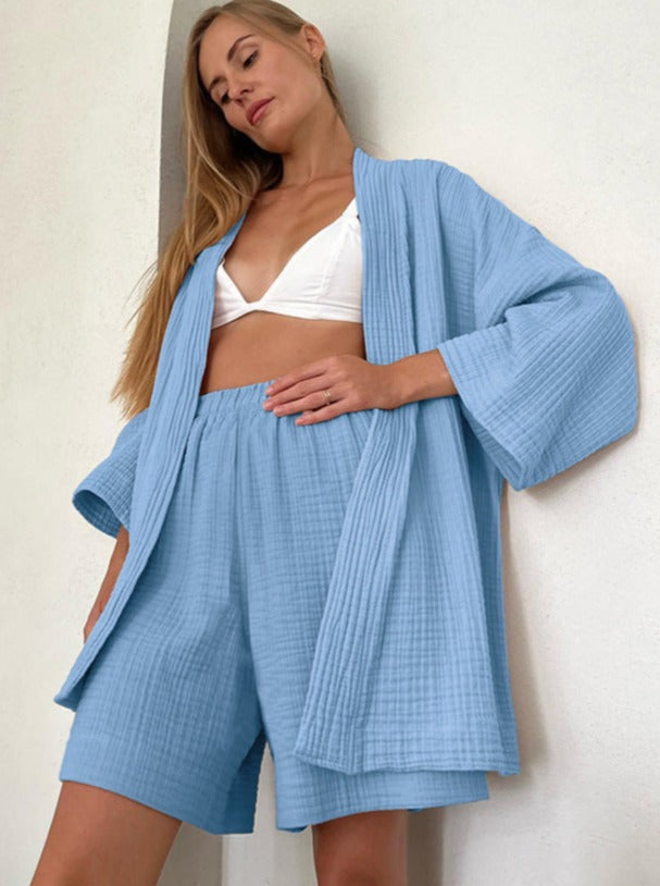 GR Set for home: Loose-fitting cardigan and shorts
