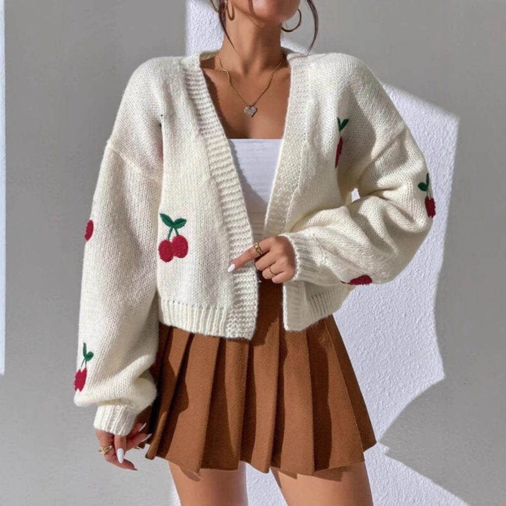 Damen Strickjacke mit Kirschen GR