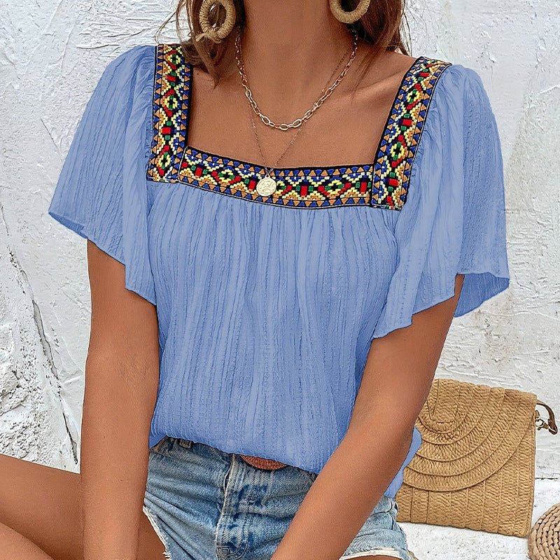Damen luftige Sommerbluse mit Stickereien GR