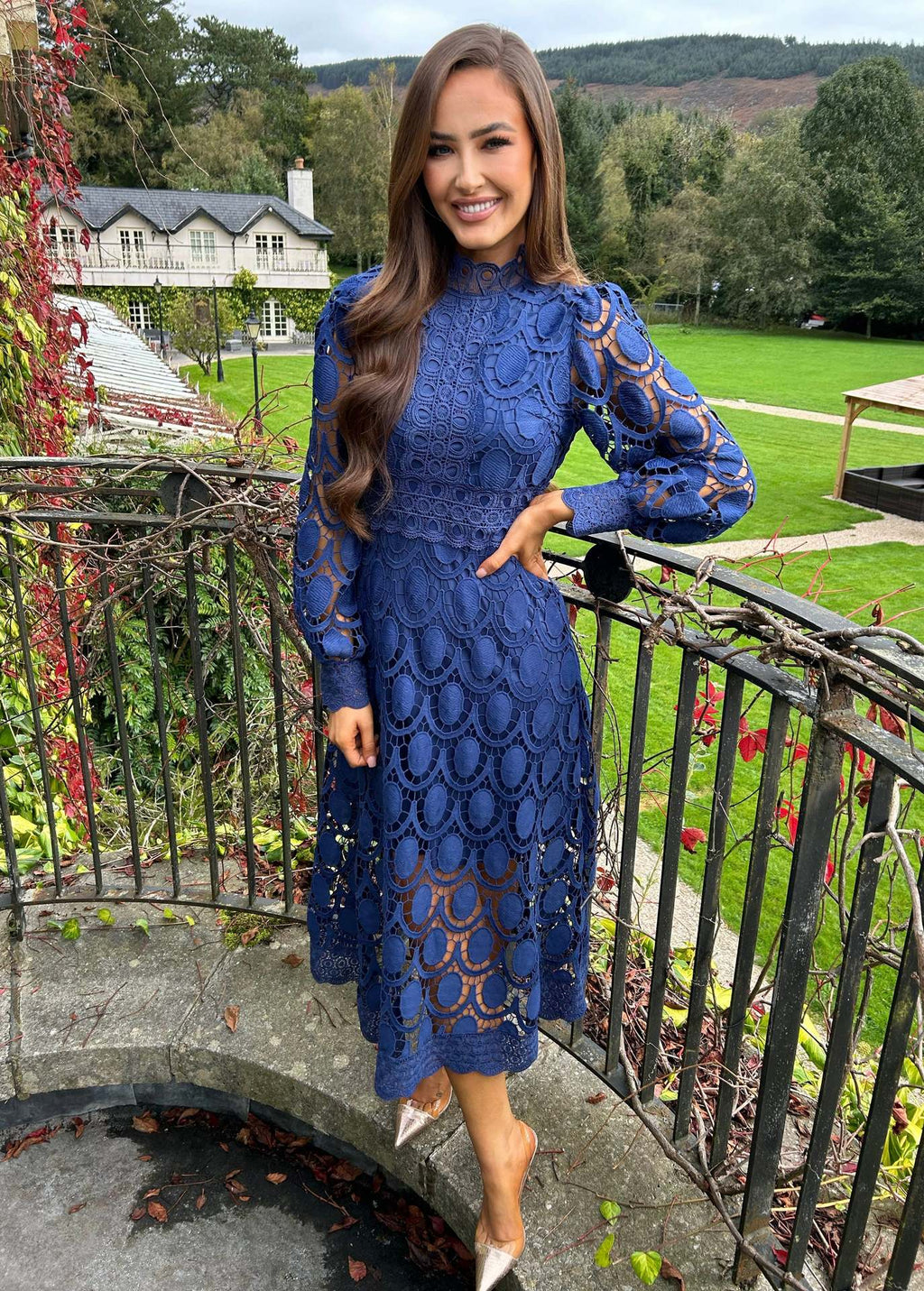 GR | Lace Puff Sleeve Fitted Dress 