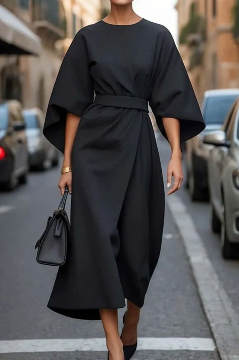 Women's elegant maxi dress with puff sleeves and a tailored cut, size [size missing]