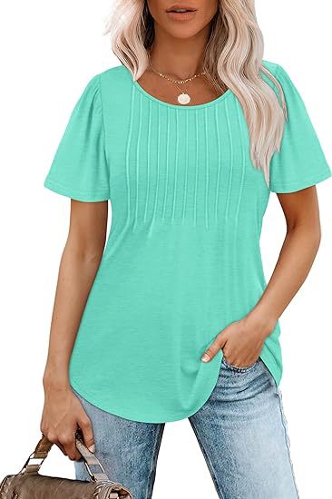 Damen Sommer T-Shirt mit Falten-Design GR