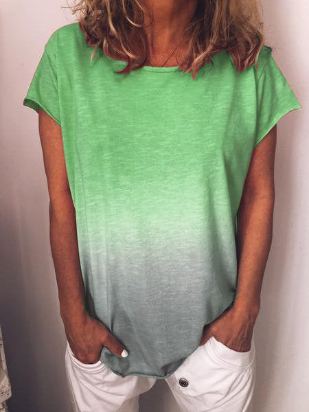 GR | Gradient-Druck Bunt V-Ausschnitt T-Shirt