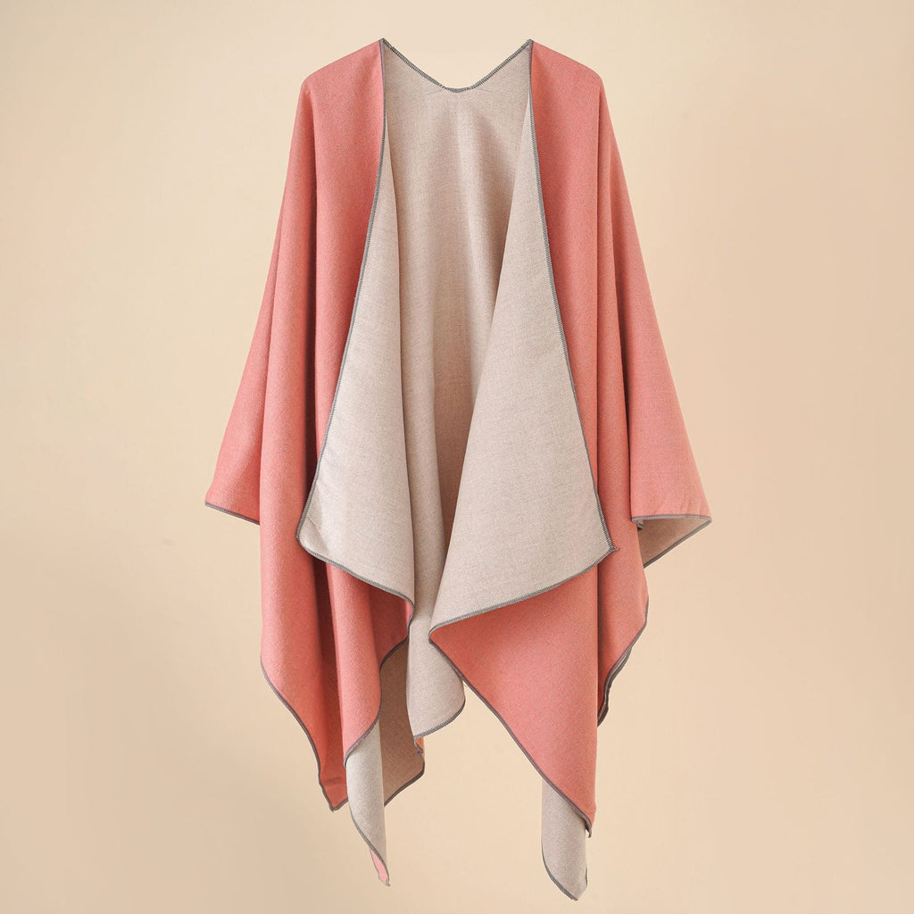 Damen Wohlfühl-Poncho aus weichem Wollmix mit elegantem Schnitt GR