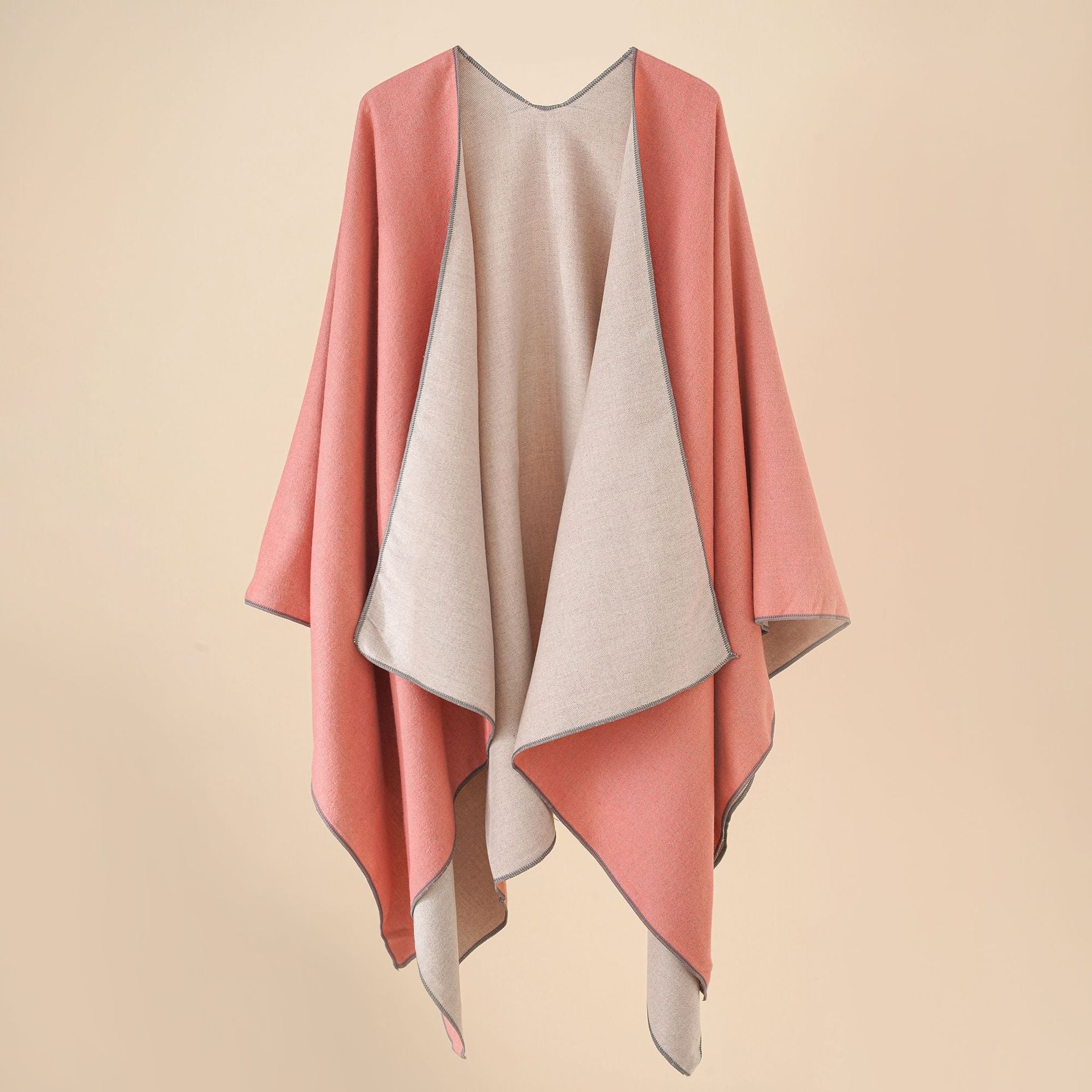 Damen Wohlfühl-Poncho aus weichem Wollmix mit elegantem Schnitt GR
