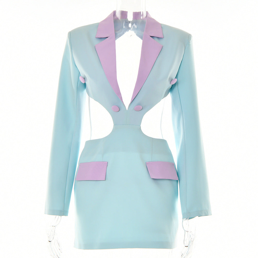 Women's blazer dress with exciting cut-out design and contrasting details, size GR