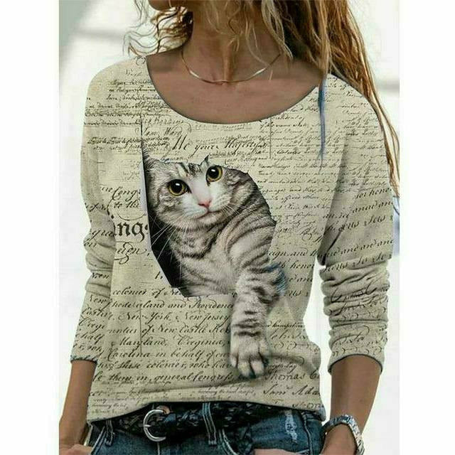 GR | Modernes T-Shirt mit Katzenprint