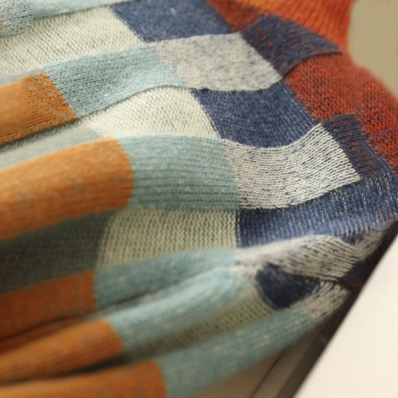 GR | Bunter Karierter Strickpullover