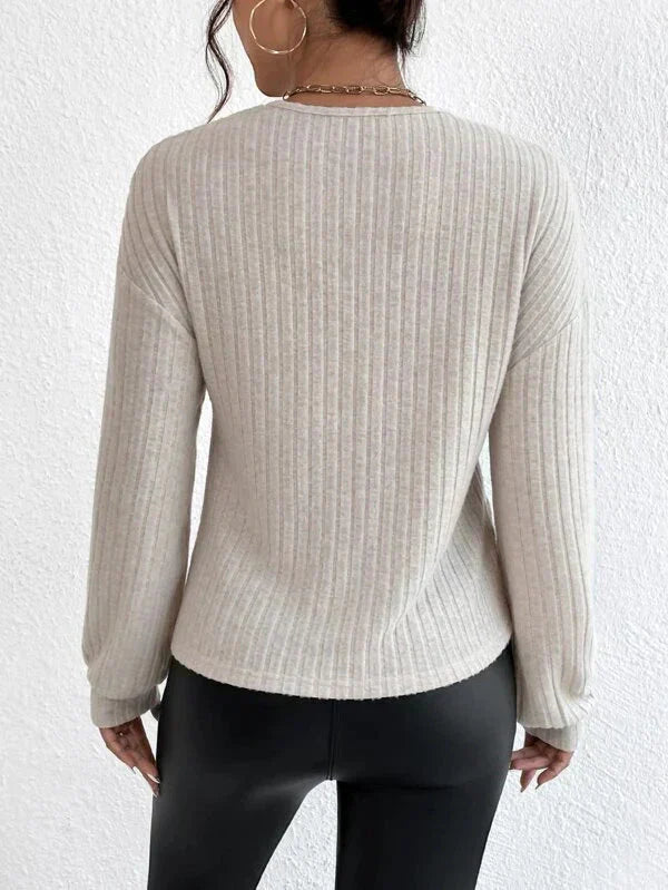 GR | V-Ausschnitt-Crossover-Pullover Für Mühelosen Stil Für Frauen