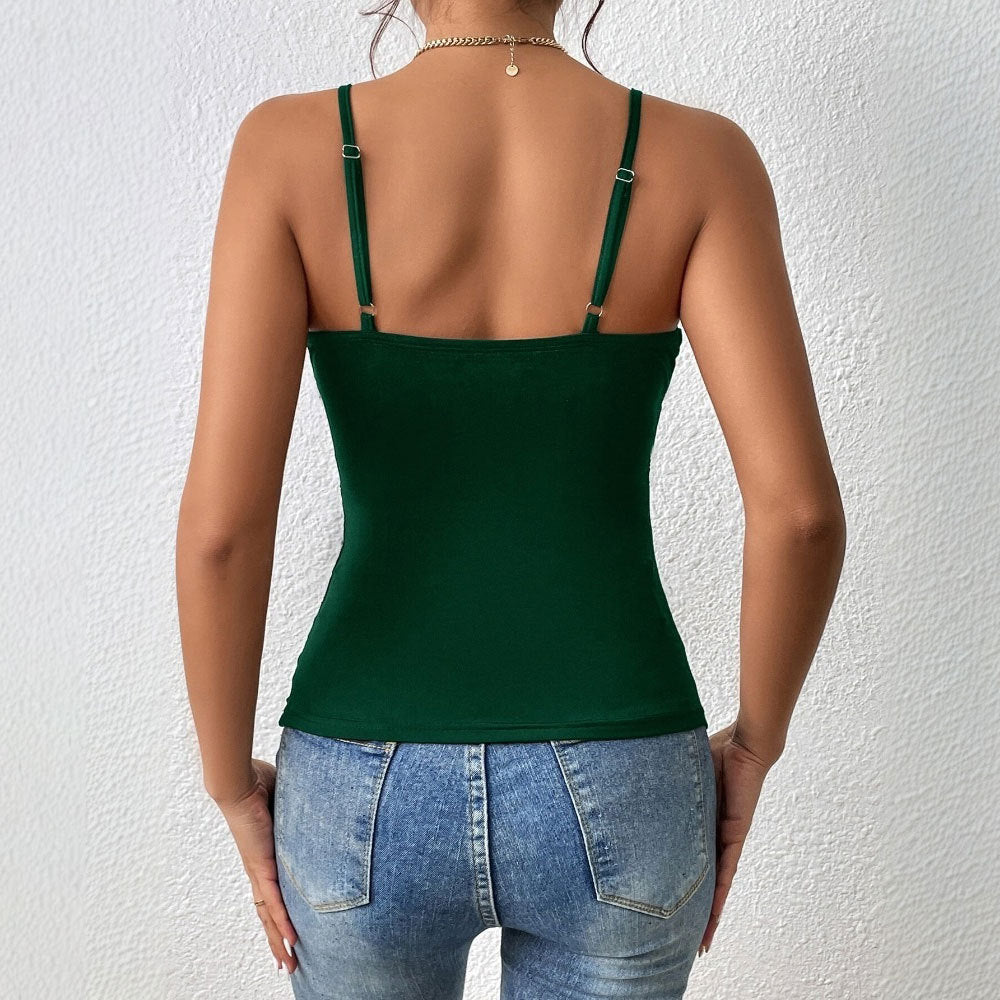 GR | Solid green fashionable sleeveless top