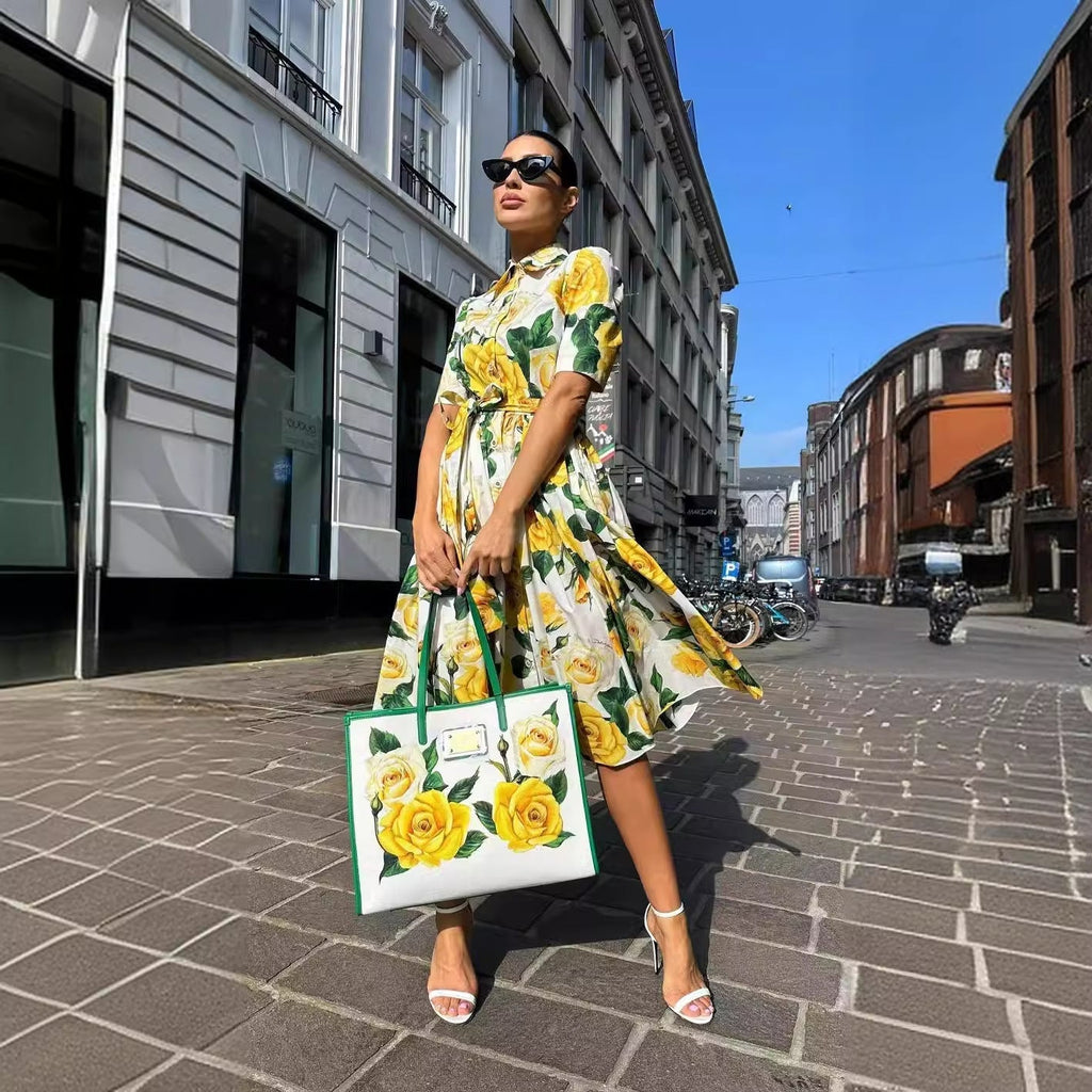 GR | Sommer Off-Shoulder Bedrucktes Kleid Set