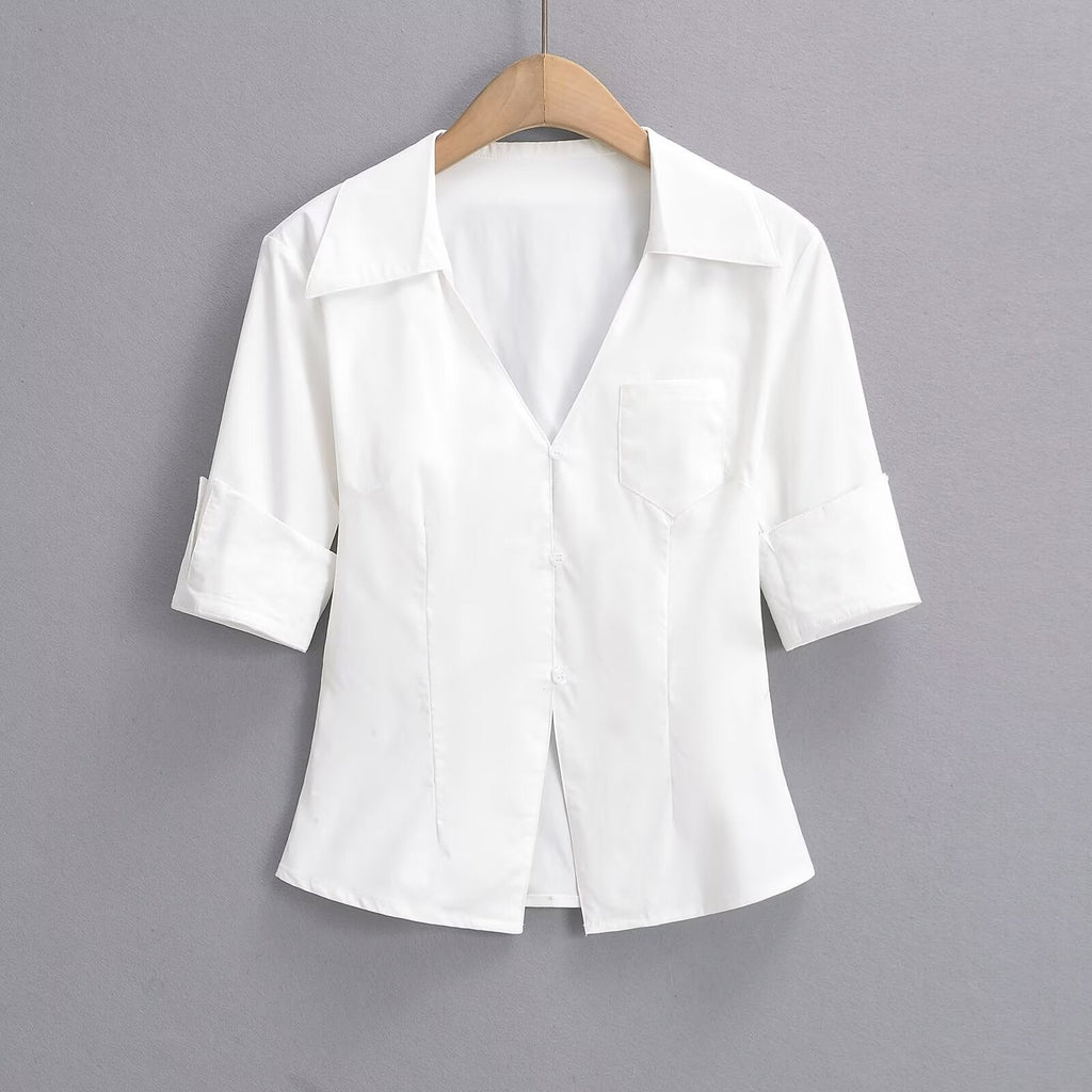 Damen Bluse mit klassischem Revers und zeitlosem Schnitt GR