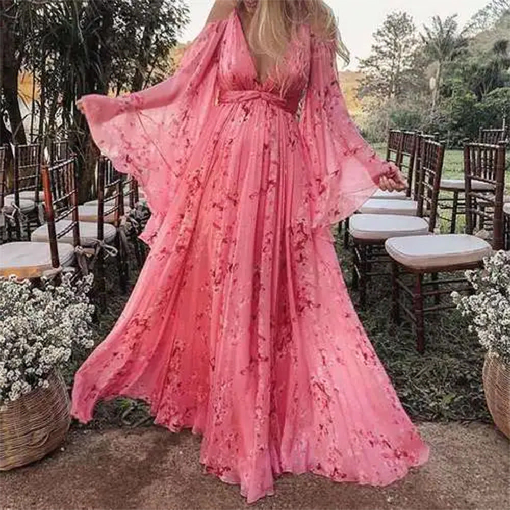 GR - Chiffon dress with flared sleeves