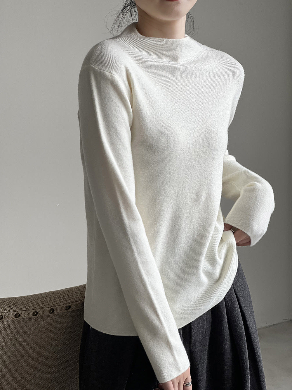 GR Halbturtleneck gebürsteter Soft-Touch-Pullover