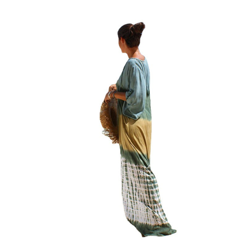GR | Printed beach holiday bikini throw robe 