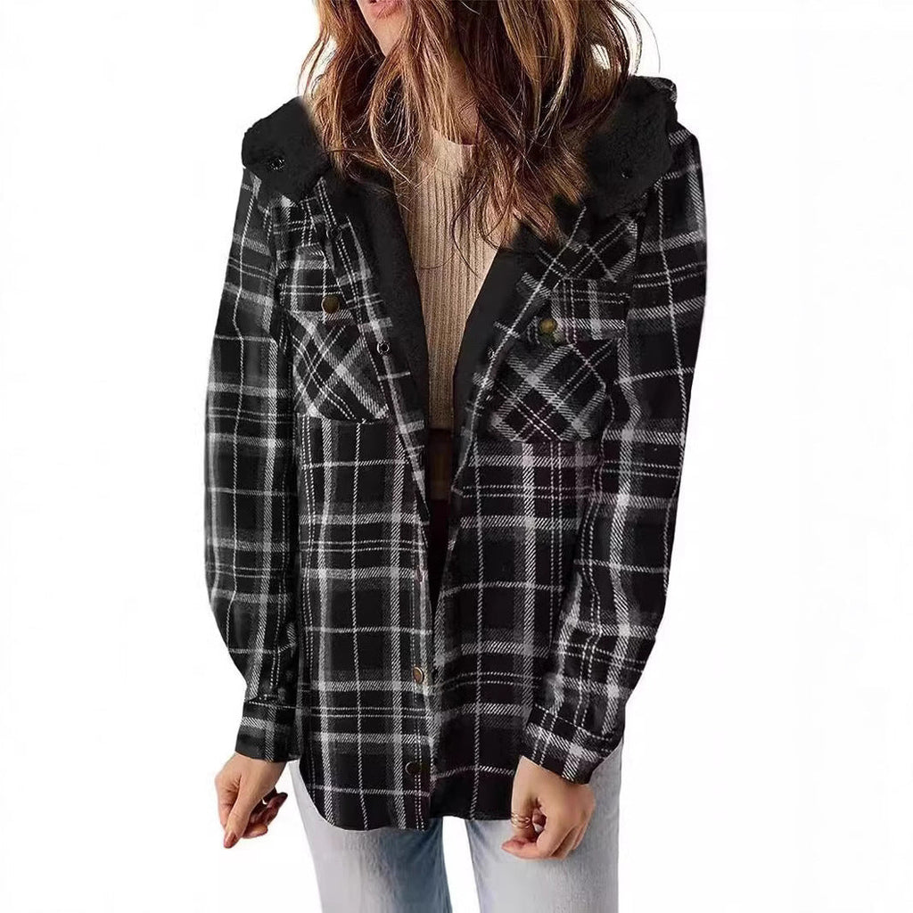Women's flannel jacket with fleece lining, size