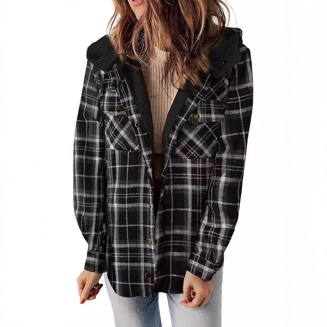 Women's flannel jacket with fleece lining, size