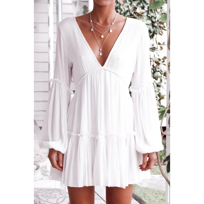 Damen Boho-Chic Strandkleid mit lockeren Ärmeln GR