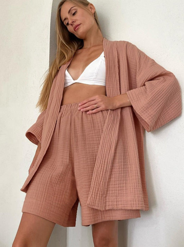 GR Set for home: Loose-fitting cardigan and shorts