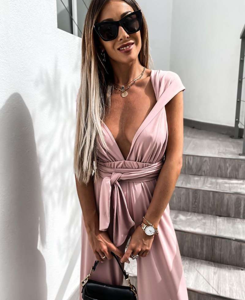 GR | Sleeveless Solid Color Waist Belt Jumpsuit 
