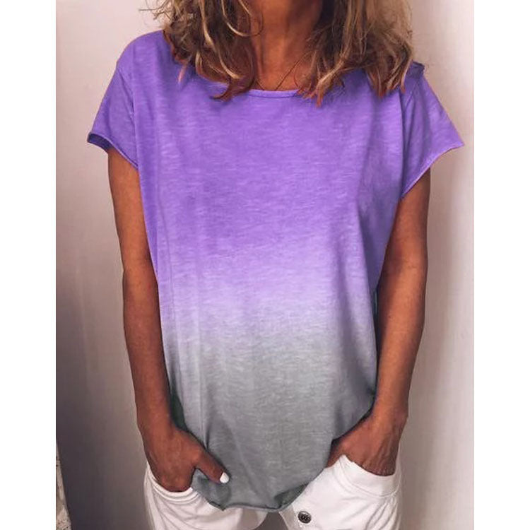 GR | Gradient-Druck Bunt V-Ausschnitt T-Shirt