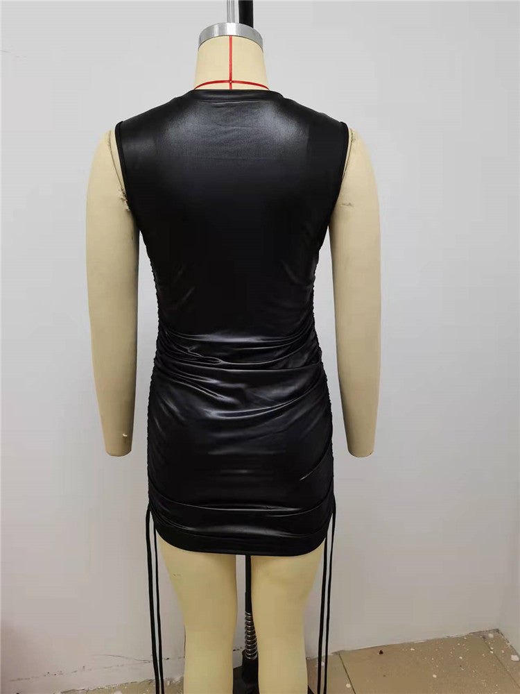 GR | Bodycon Rundhals Ärmellose Mini Kleid