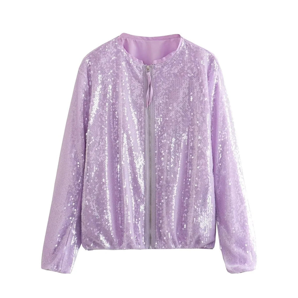 GR | Sparkling sequined jacket with zipper