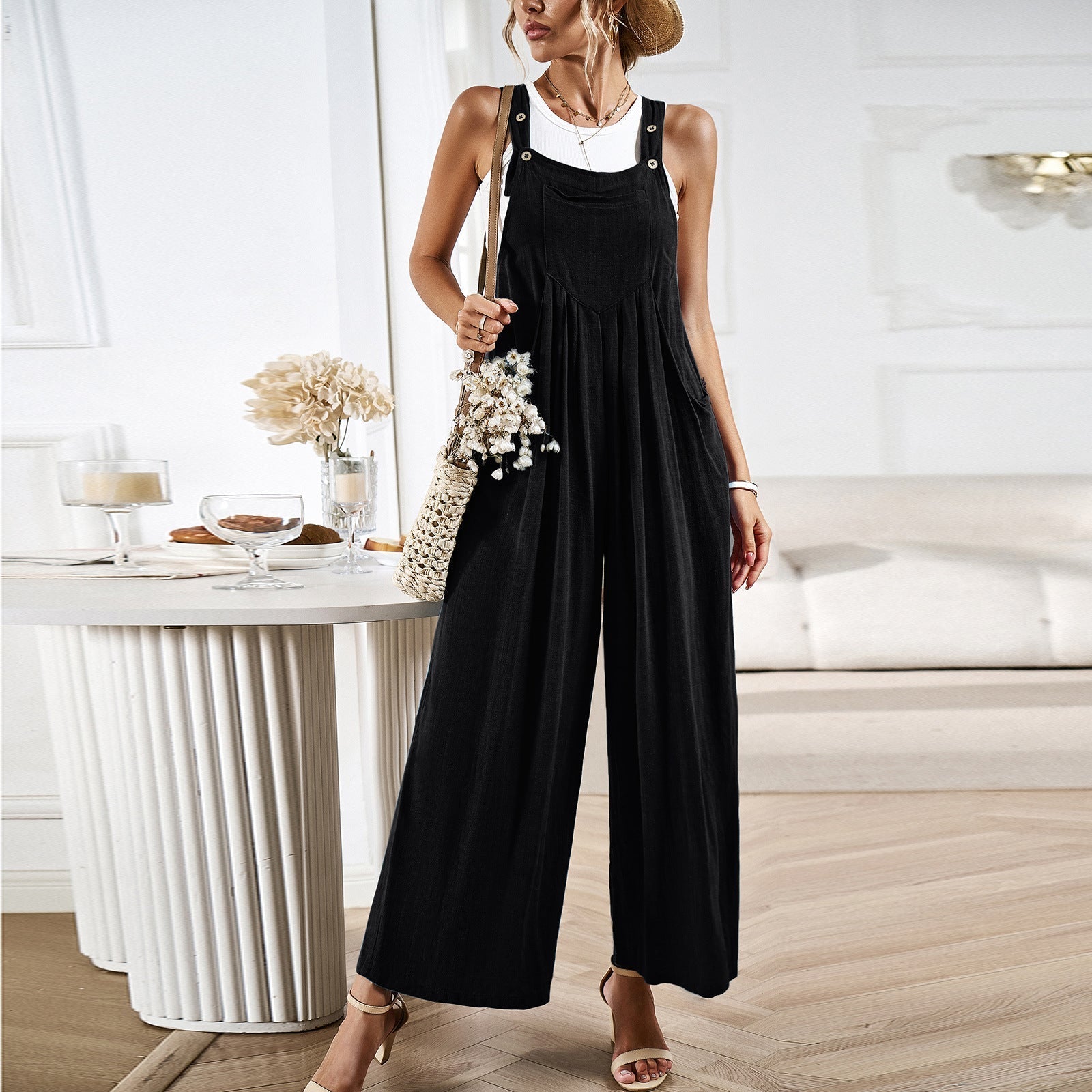 GR | Loose-fitting leg-length jumpsuit