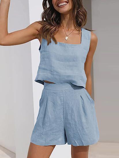 Damen Leichte Sommerbluse und Shorts Set GR