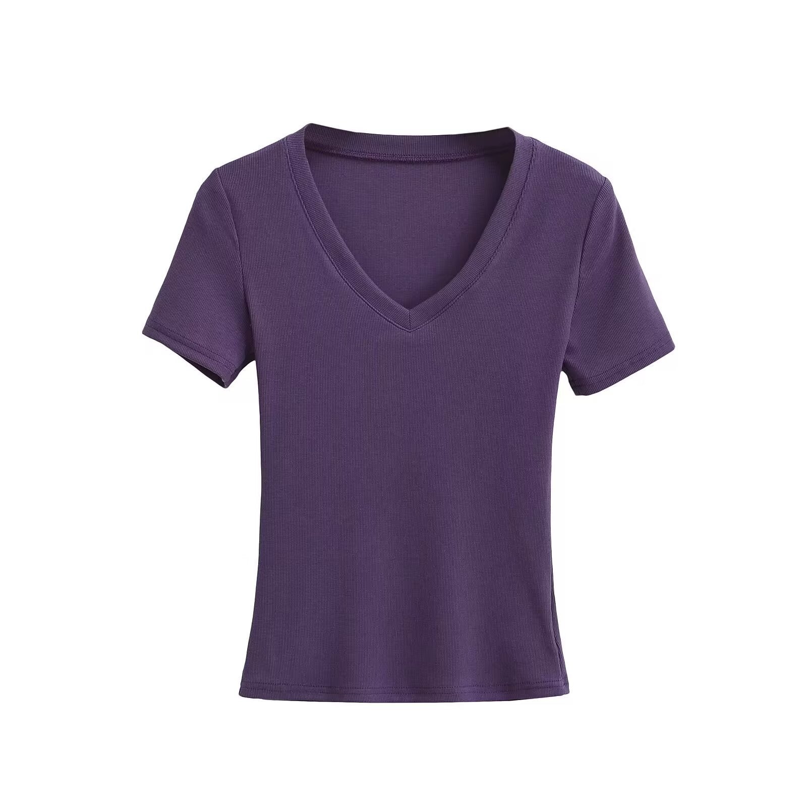 Damen V-Ausschnitt T-Shirt aus hochwertiger Baumwolle mit bequemer Passform GR