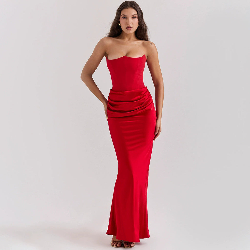 GR | Strapless Pink Satin Ballkleid