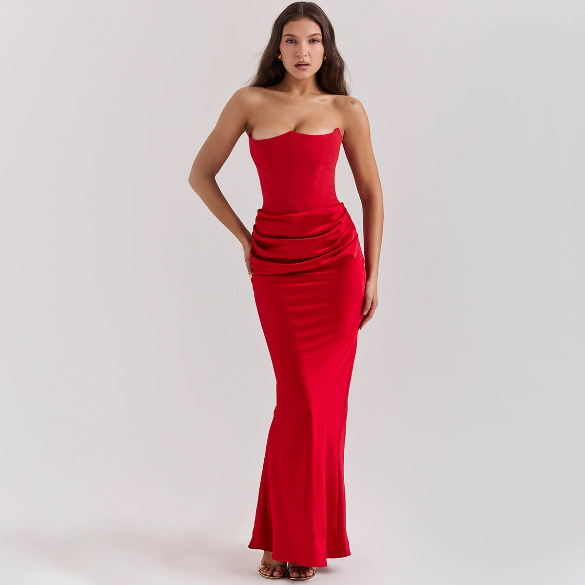 GR | Strapless Pink Satin Ballkleid