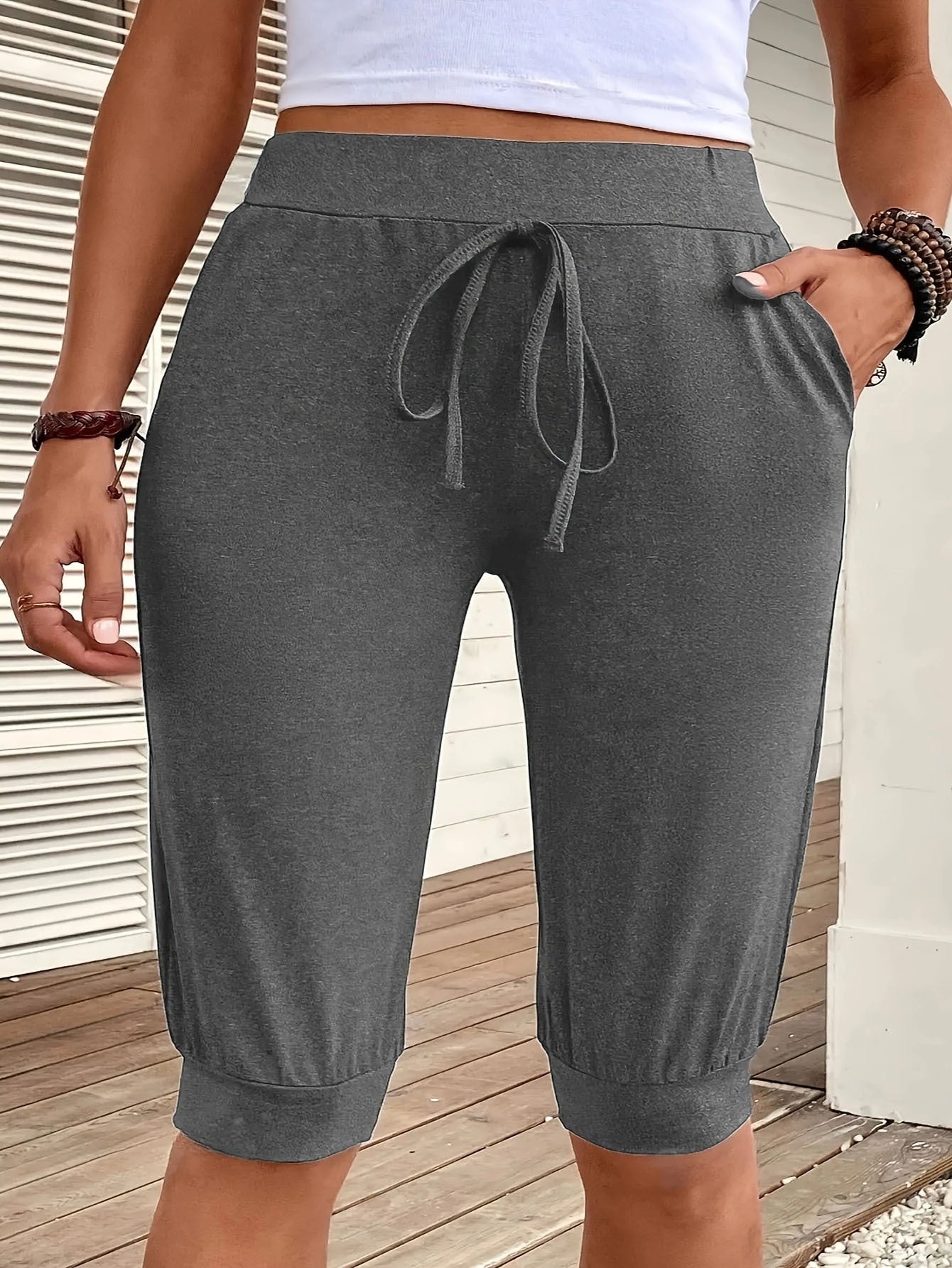 Damen Sportliche Kapuhosen im lässigen Design mit dekorativem Kordelzug GR