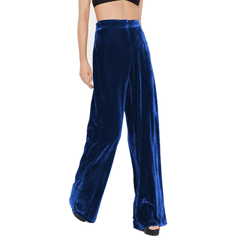 Women's elegant wide-leg velvet trousers, size
