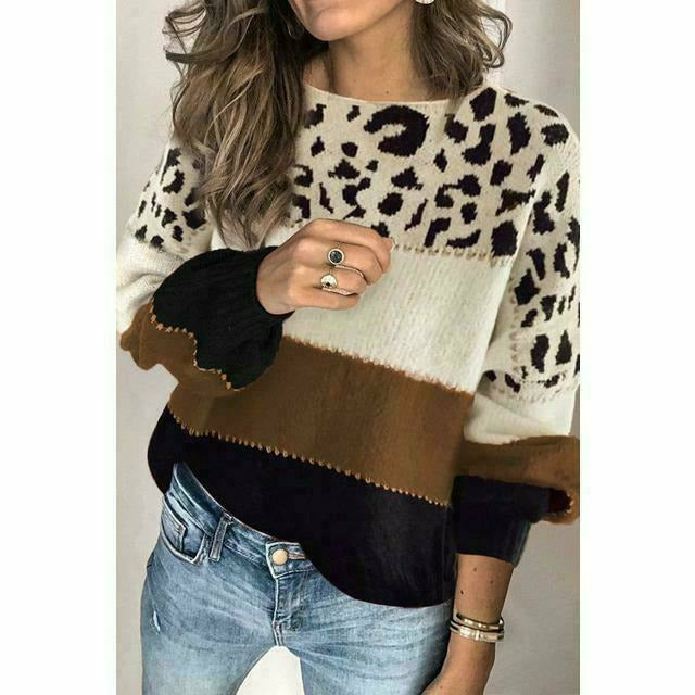 GR | Patchwork sweater with leopard print