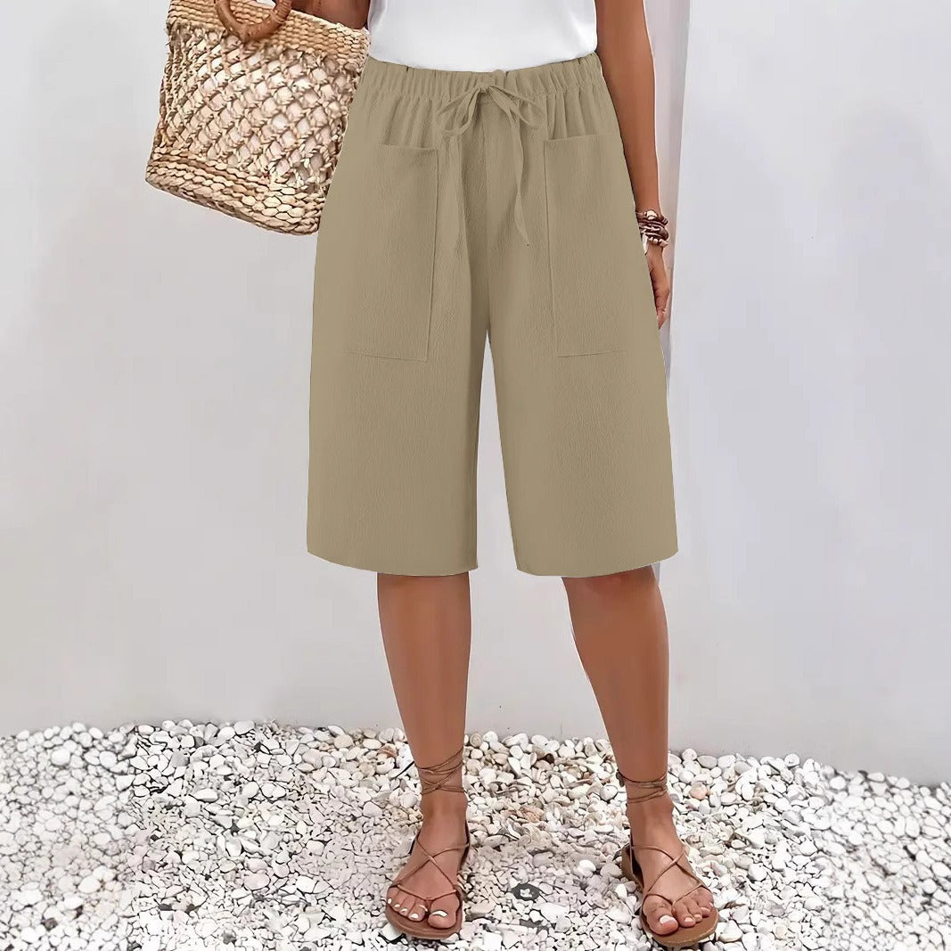 Damen lässige Culotte-Shorts mit elastischem Bund und praktischen Seitentaschen GR