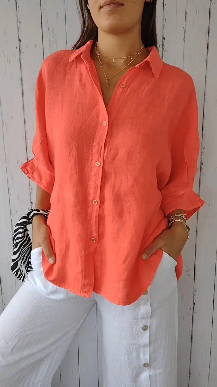Damen Leichte Leinenbluse GR